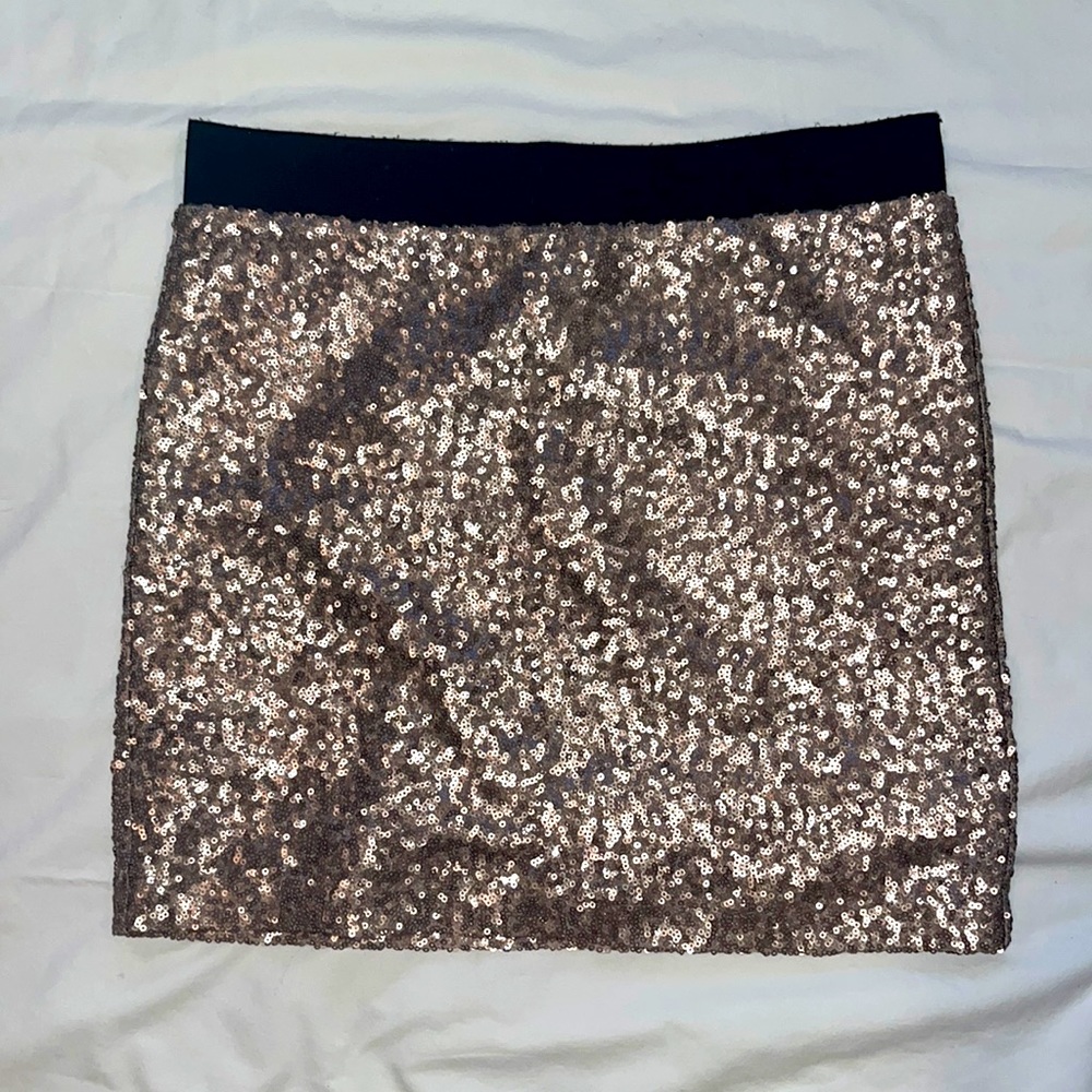 Gold sequin mini skirt
